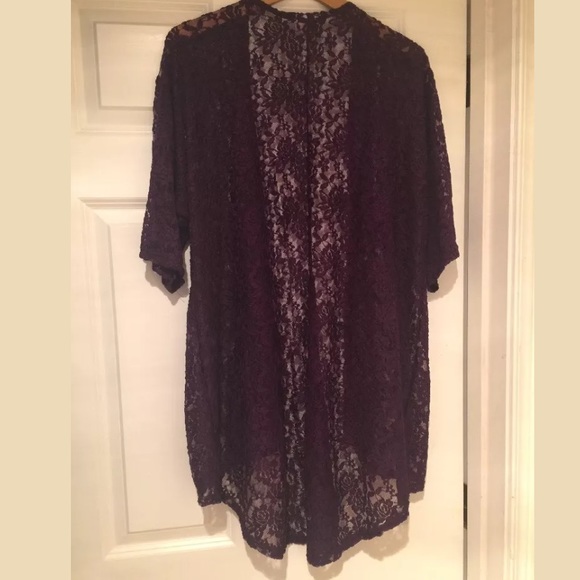 Lularoe Lace Sheer Purple Open Front Cardigan. - Picture 4 of 4